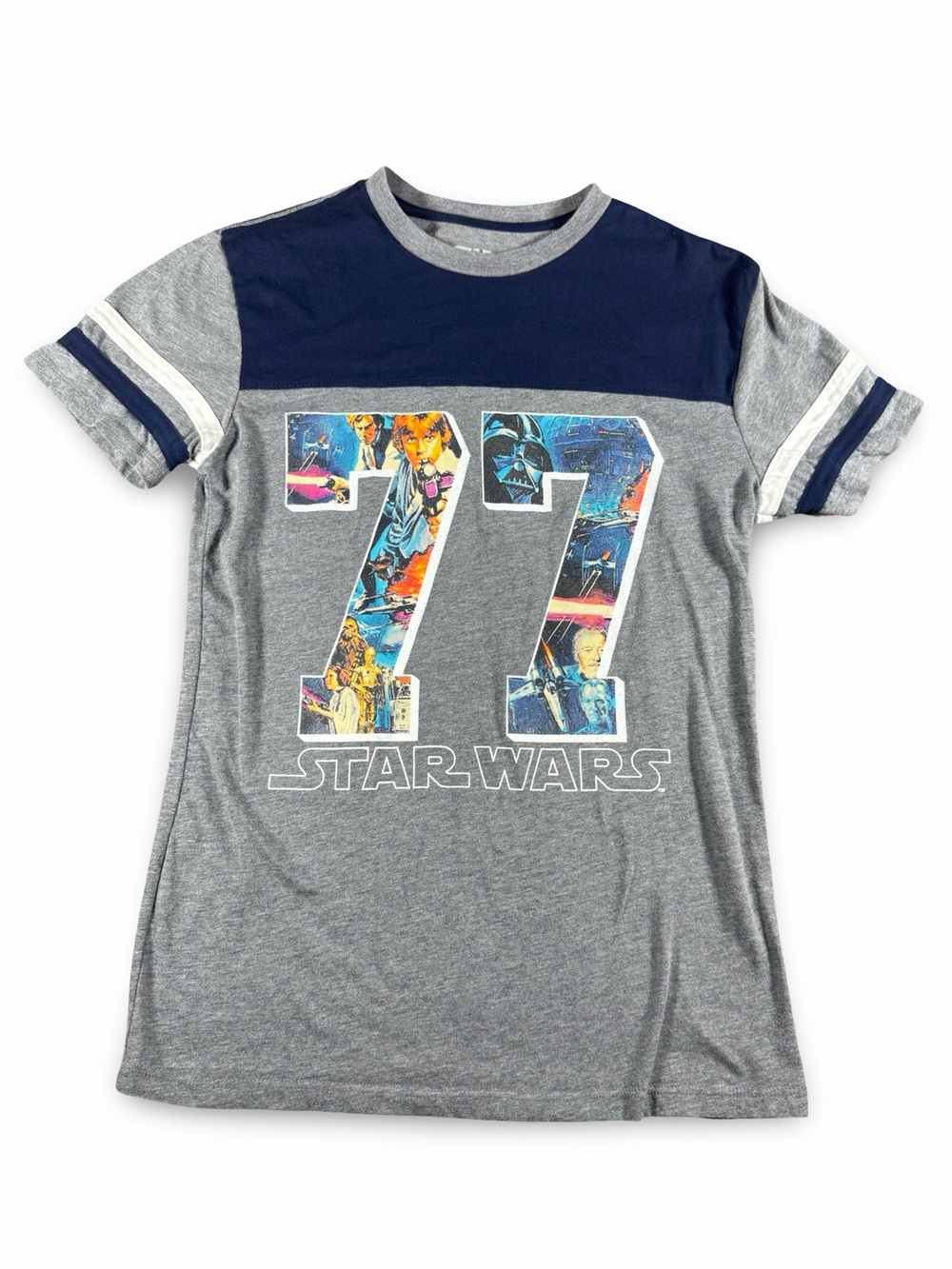 Fifth Sun Star Wars T-Shirt Mens Small S 1977 Retro Graphic Blue‎ Gray Tee
